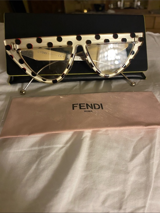 Fendi Made in Italy Shiny Logo Silver Red Black Polka Dot Sunglasses NWOT main image 6